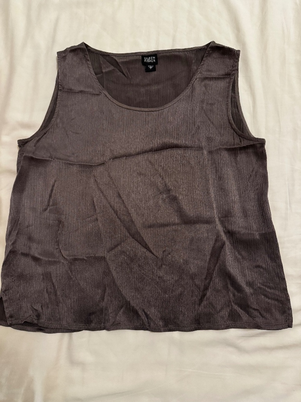 Pleated Crushed Silk Eileen Fisher Tank
